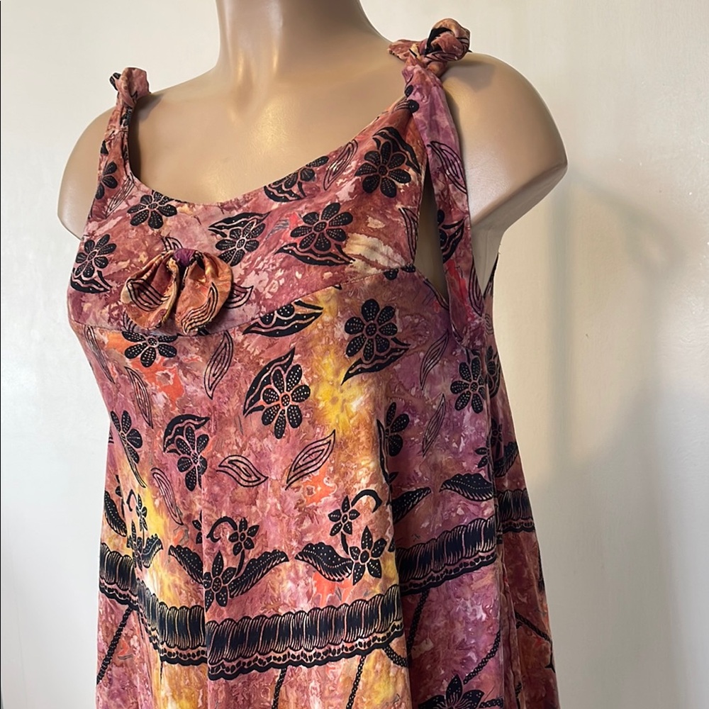 LADY CACTUS  Floral Tie-Shoulder Summer Sundress in Rose & Gold Womens DRESS
